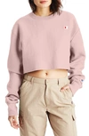 Champion Women's Reverse Weave Cut-off Cropped Sweatshirt In Hush Pink