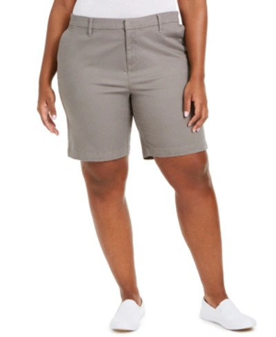 Tommy Hilfiger Plus Size Bermuda Shorts In Nickel