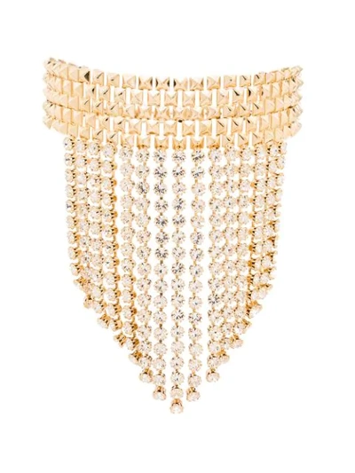 Alessandra Rich Gold Tone Crystal Fringe Choker In Metallic