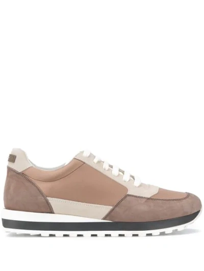 Peserico Colour-block Trainers In Brown
