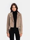 Blanknyc Sand Stoner Suede Moto Jacket In French Taupe