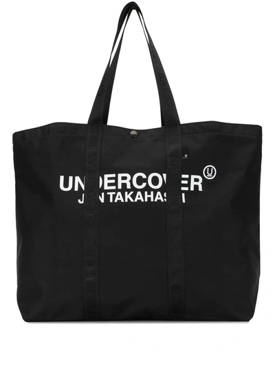 Undercover Logo Print Nylon Tote Bag In Black