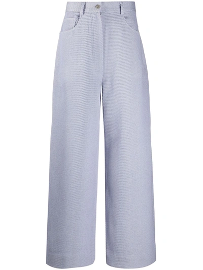 Acne Studios Flared High-waisted Twill Trousers In Purple