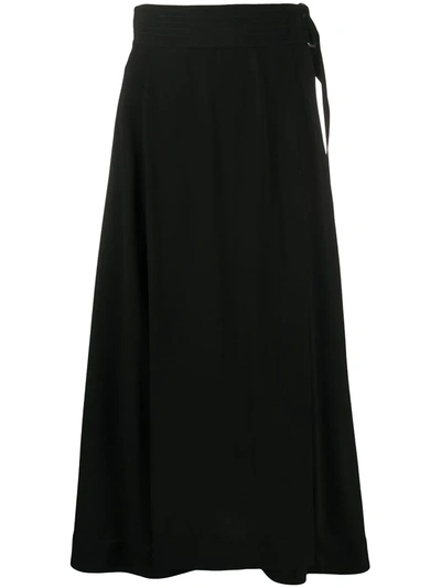 Victoria Beckham Wrap-effect Cutout Crepe Midi Skirt In Black