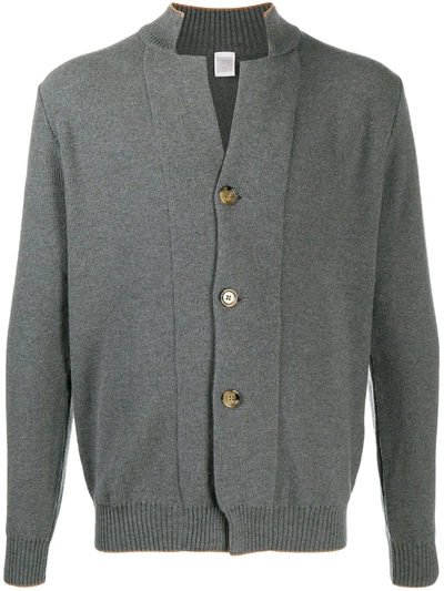 Eleventy Rib-trimmed Wool Cardigan In Grey