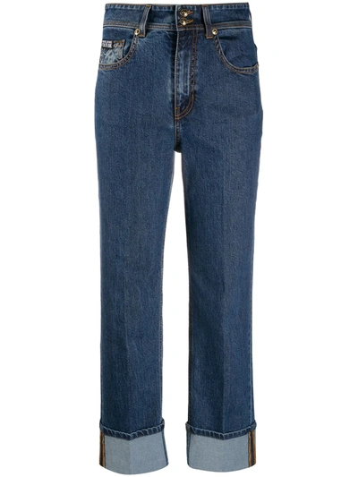 Versace Jeans Couture High-rise Turn Up Jeans In Blue