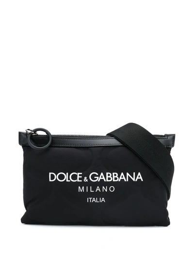 Dolce & Gabbana Embossed Belt Bag With Logo In Black
