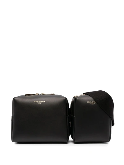Dolce & Gabbana Calfskin Monreale Belt Bag With Heat-stamped Logo In Black
