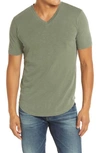 Goodlife Sun Faded Curved Hem Cotton Slub T-shirt In Deep Lichen Green