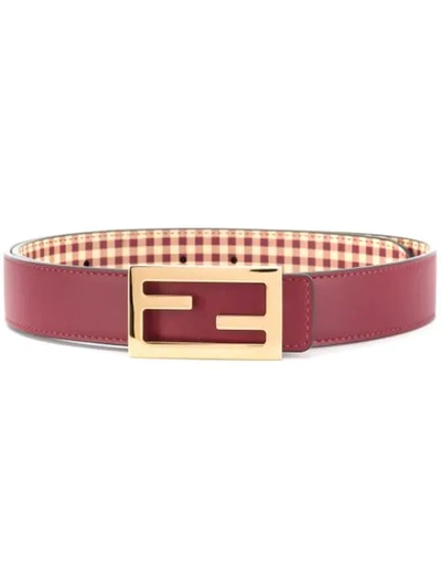 Fendi Red Leather Classic Logo Belt