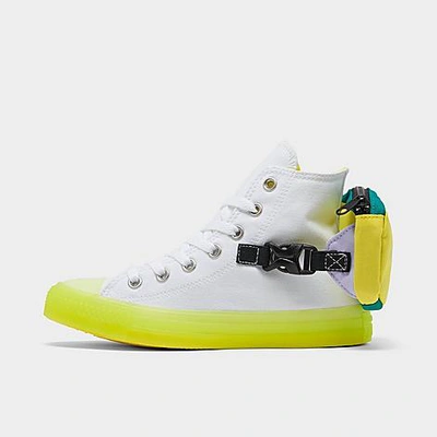 Converse Women's Chuck Taylor All Star Neon Jelly Buckle Up High Top Casual Shoes In White