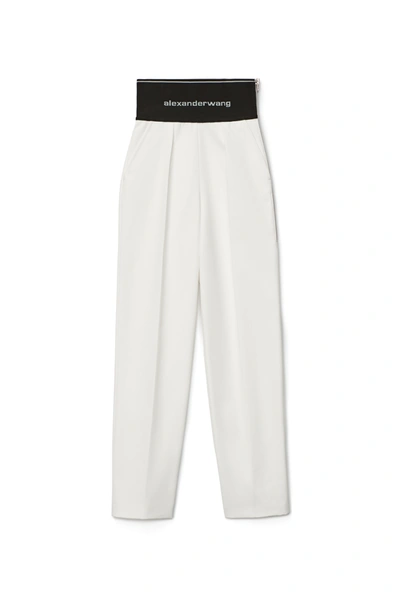 Alexander Wang Straight Leg Trouser With Logo Elastic And Exposed Zip In White