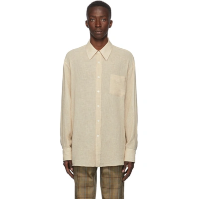 Our Legacy Borrowed Cotton And Linen-blend Shirt In Beige Sheer