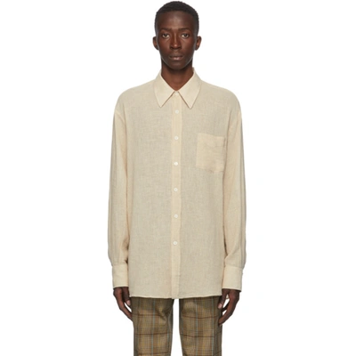 Our Legacy Borrowed Cotton And Linen-blend Shirt In Beige Sheer 