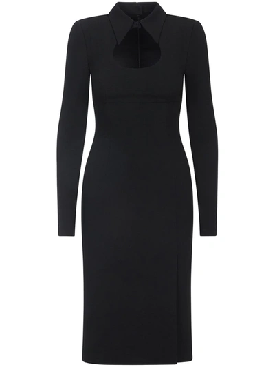 Dolce & Gabbana Cady Calf-length Dress With Collar In Black