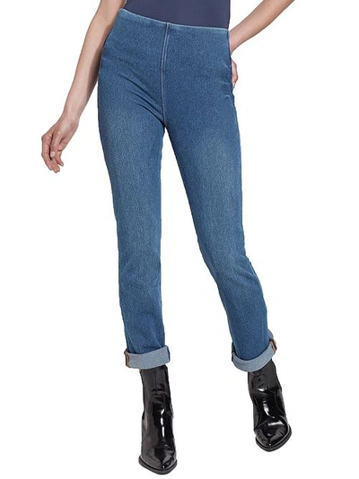 Lyssé Plus Size Medium Control Boyfriend Denim Pants In Mid Wash