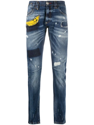 Philipp Plein King Plein Mid-rise Straight Jeans In Blue