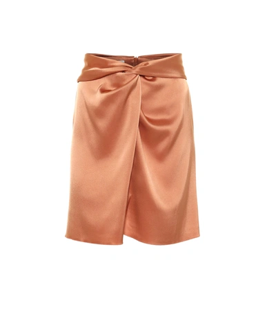 Nanushka Milo Twisted Satin Mini Skirt In Orange