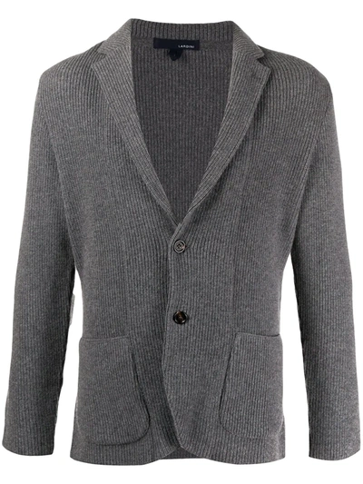 Lardini Ribbed Blazer Cardigan In Grey