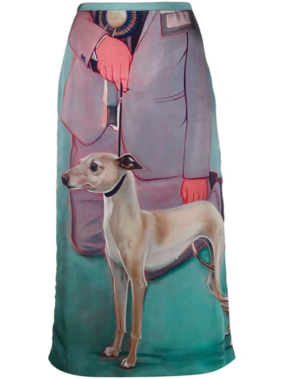 Acne Studios Dog Print High-waisted Skirt In Blue