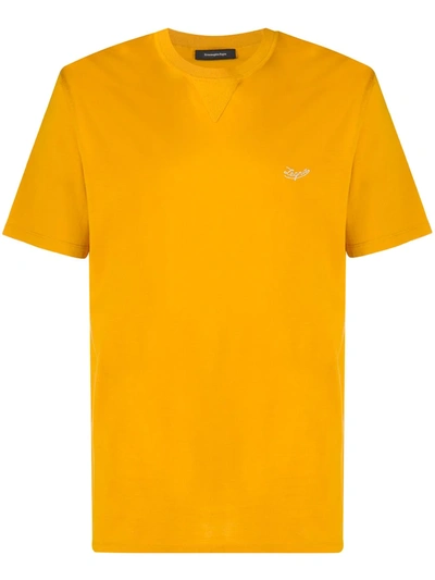 Ermenegildo Zegna Logo-embroidered T-shirt In Yellow