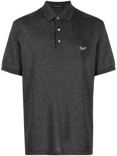 Ermenegildo Zegna Logo-embroidered Polo Shirt In Grey