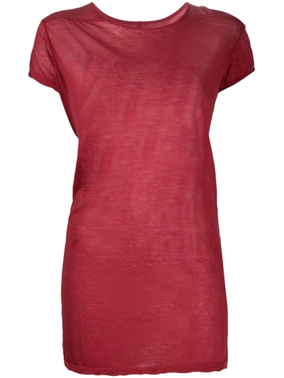 Rick Owens Long-line Style T-shirt In Red