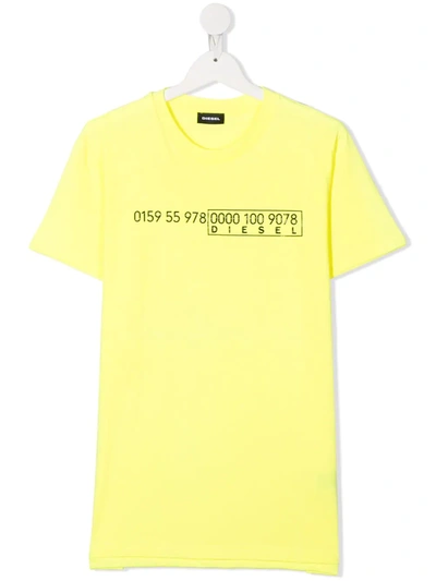 Diesel Teen Logo-print T-shirt In Yellow