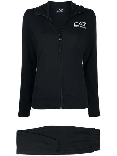 Ea7 Logo Print Tracksuit Set In Black