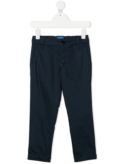 Fay Kids' Slim-cut Cotton Trousers In Blue