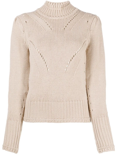 Dondup Chunky-knit Roll-neck Jumper In Neutrals