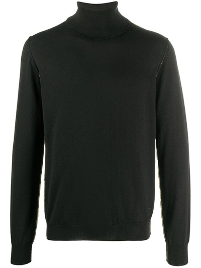 Dondup Roll-neck Cable Knit Sweater In Nero