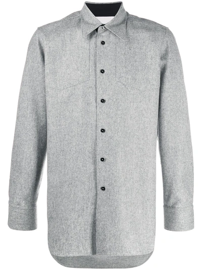 Jil Sander Curved-hem Long-sleeve Shirt In Grey