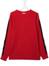 Givenchy Kids' Ribbed Knit Cotton & Cashmere Sweater In Red