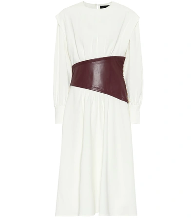 Proenza Schouler Crepe Dress W/ Faux Leather Waistband In White