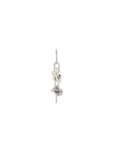 Raf Simons Double Knot Mono Earring In Silver