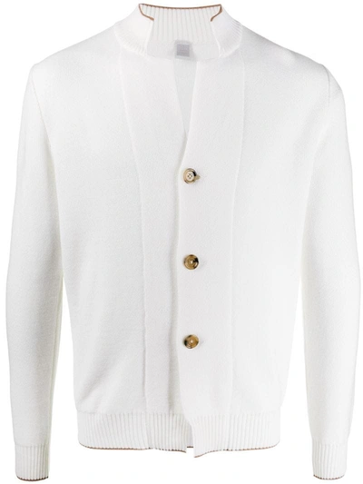 Eleventy Long-sleeve Button-up Cardigan In Neutrals