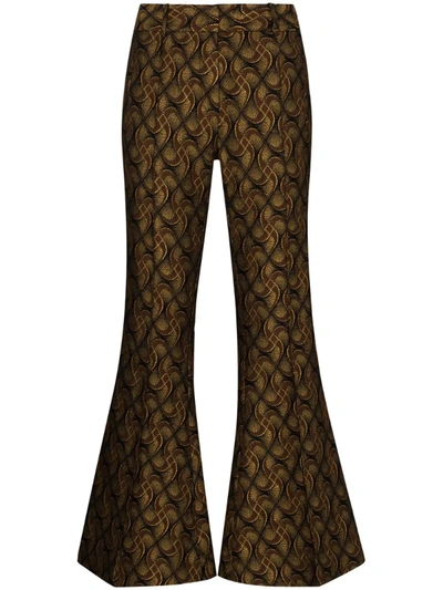 Khaite Black Charles Jacquard Patterned Flared Trousers