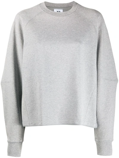Y-3 Plain Crew Neck Sweatshirt In Grey