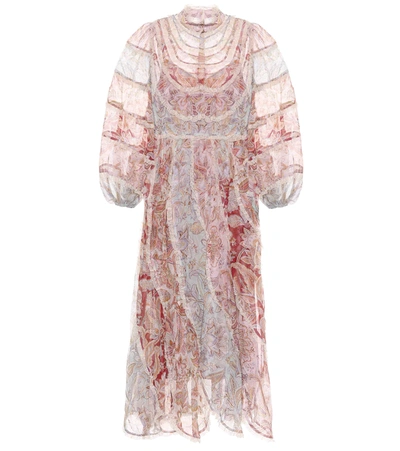 Zimmermann Ladybeetle Lace-trim Floral-print Dress In Pink