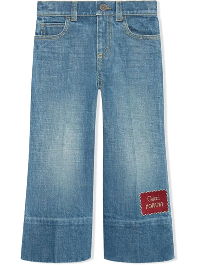Gucci Kids' Patch-detail Flared Jeans In Blue
