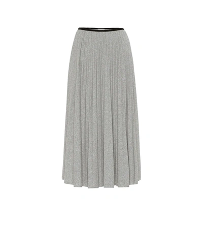 Moncler High-rise Jersey Midi Skirt In Silver