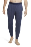 Nike Restore Dri-fit Pocket Fleece Yoga Pants In Midnight Navy/ Heather/ Black