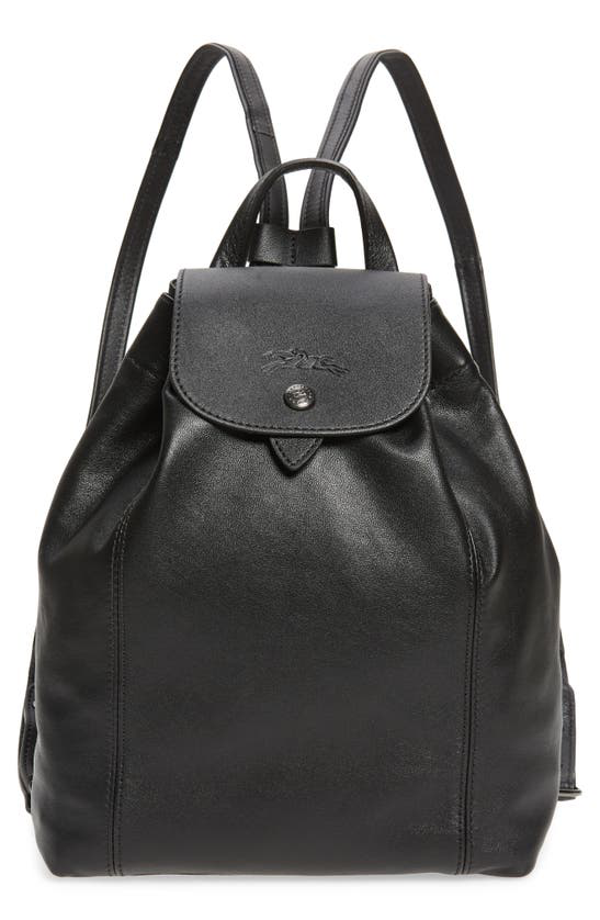 Longchamp Le Pliage Leather Backpack In Black | ModeSens