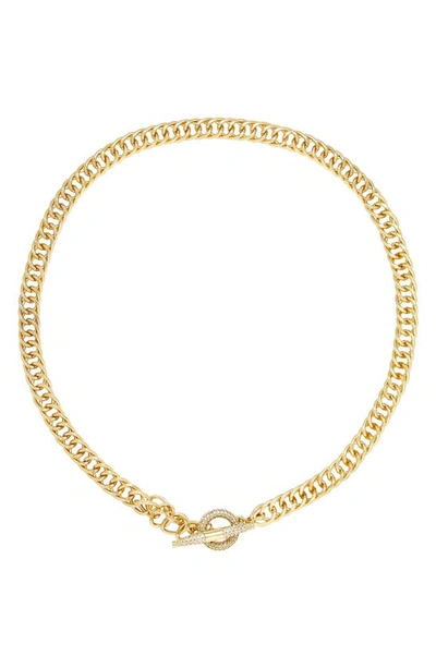 Ettika Crystal Toggle Necklace In Gold