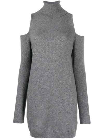 Dondup Cut-out Roll-neck Dress In Grey