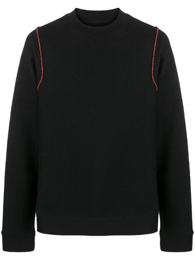 Jil Sander Contrasting Stitch Crew Neck Sweatshirt In Black