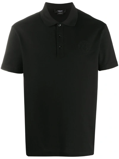 Versace Short-sleeved Polo Shirt In Black