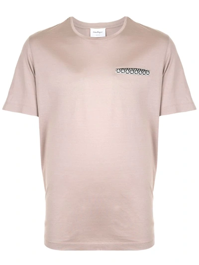 Ferragamo Gancio-trimmed T-shirt In Brown