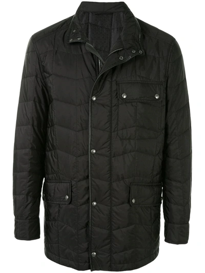 Ferragamo Single-breasted Quilted Jacket In Black